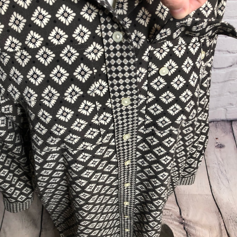 Loft-Gray & Black Geometric Patterned Shirt Sheat… - image 5